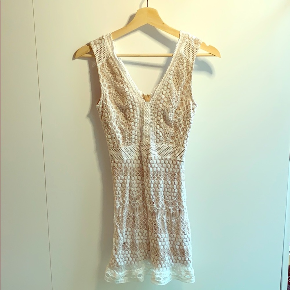 Cals White Bodycon Lace Mini Dress